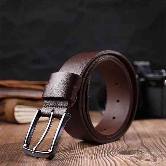 Универсальный мужской ремень с механической пряжкой из натуральной кожи BOND 22071 Коричневый Киев