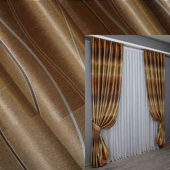 Комплект готових штор VR-Textil Фотоштори двосторонні № 1387ш Коричневий 150х270 см 2 шт (33-0258) Київ