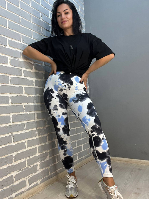 Лосини жіночі A-N 1346 варені тай дай пуш-ап блакитні з чорним, блакитний з чорним, M Київ - фото 16