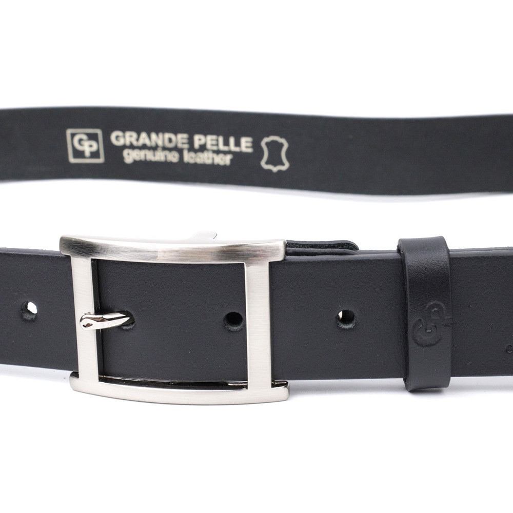 Качественный пояс под брюки для мужчин из натуральной кожи GRANDE PELLE 11689 Черный Киев - изображение 5