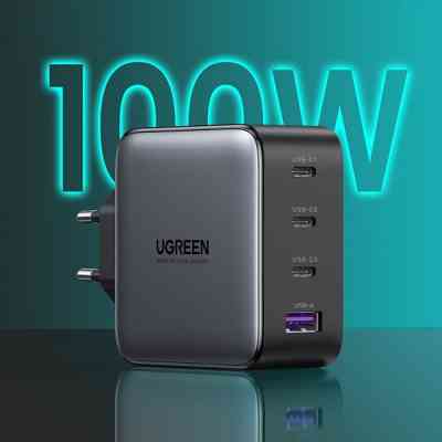 Зарядное устройство Ugreen 4xUSB 100W (3xUSB-C+USB-A) Gan Tech Fast GAN Charger black CD226 (40747) Винница