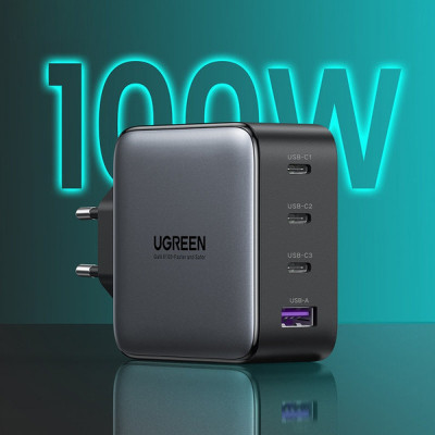 Зарядное устройство Ugreen 4xUSB 100W (3xUSB-C+USB-A) Gan Tech Fast GAN Charger black CD226 (40747) Винница - изображение 6