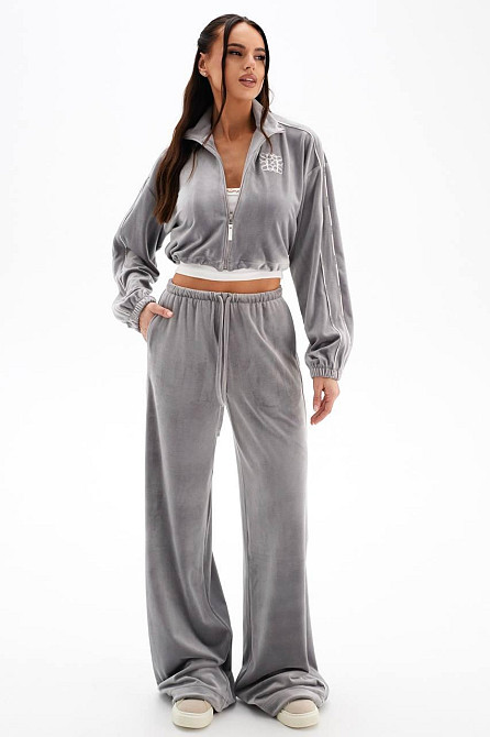 Стильный женский велюровый костюм двойка Серый, 48/52 Одесса - изображение 1