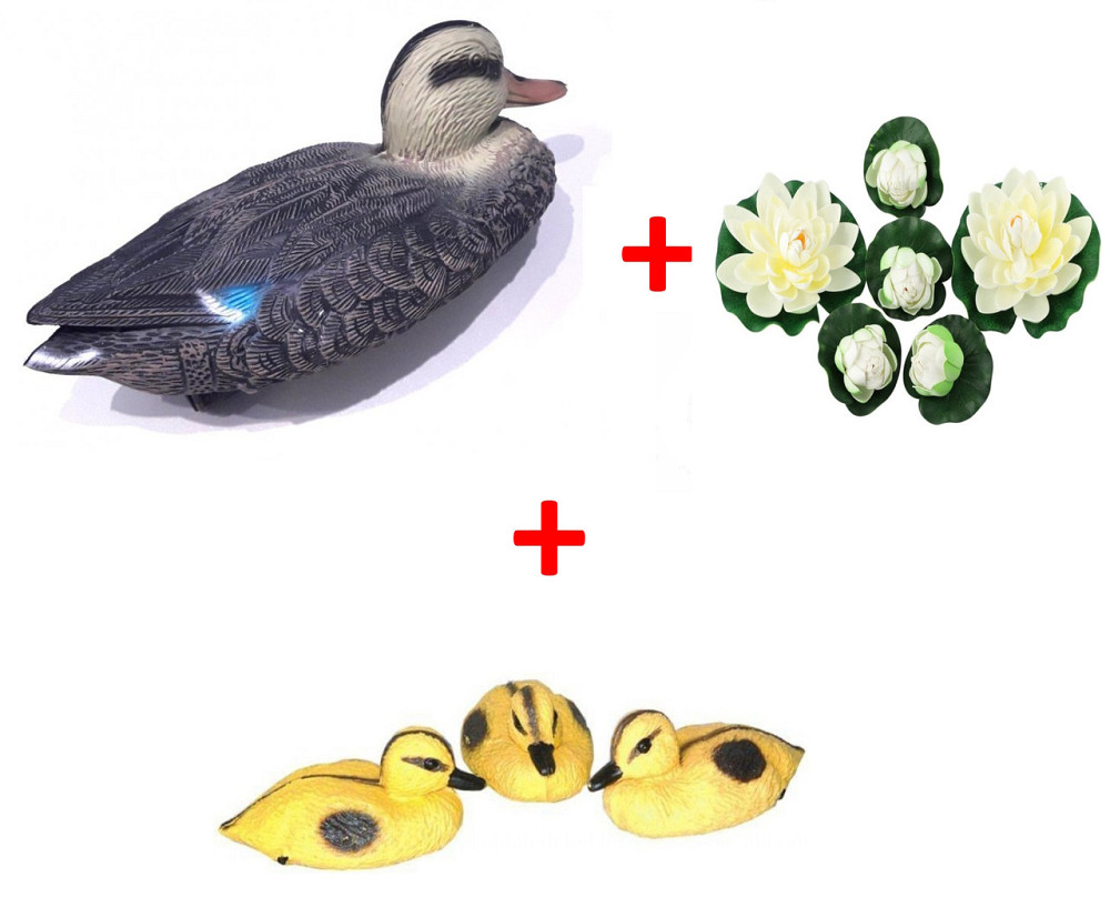 Каченята плаваючі прикраса для ставка 3 шт + Качка сіра + Лілії білі 6шт. Київ - фото 2