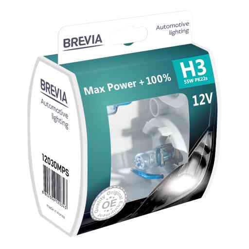 Галогеновая лампа Brevia H3 12V 55W PK22s Max Power +100% S Львов