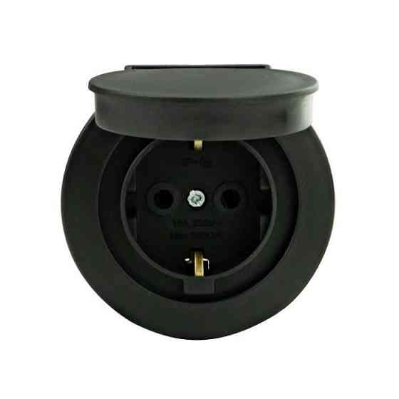 Розетка накладна 1-на з кришкою IP54 антрацит xOne 16А Харків