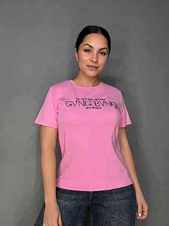 Футболка жіноча A-N 30153 з вишивкою базова однотонна one size, рожевий, one size Київ