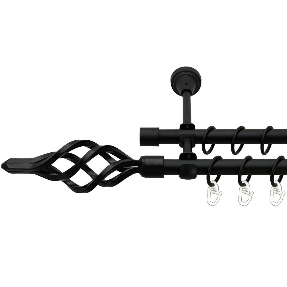 Карниз Orvit Ажур Мала металевий дворядний відкритий гладка труба кільце металеве Чорний Оксамит 16\16 мм 140 см (00-00027179) Львів - фото 1