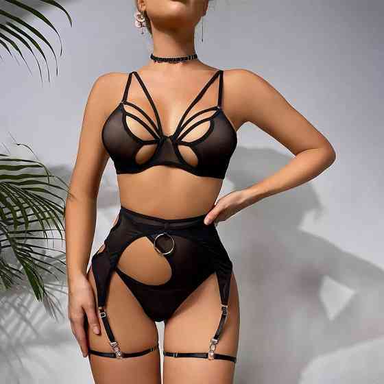 Еротичний комплект нижньої білизни Метелик чорний Київ