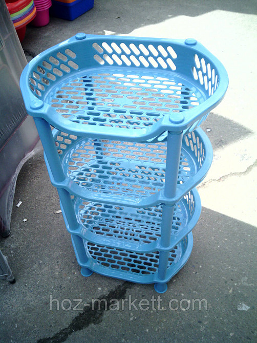 Полиця етажерка пластикова для ванної та кухні (блакитна) Харків - фото 1