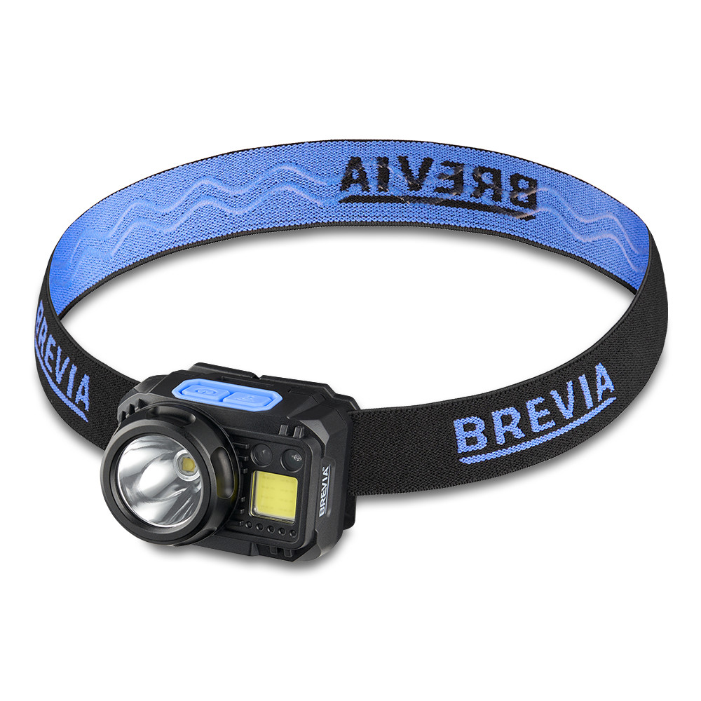 Ліхтар налобний Brevia 500Lm, 3W CREE XPG+COB, 1200mAh/3xAAA, з сенсором білий/червоний Львів - фото 1