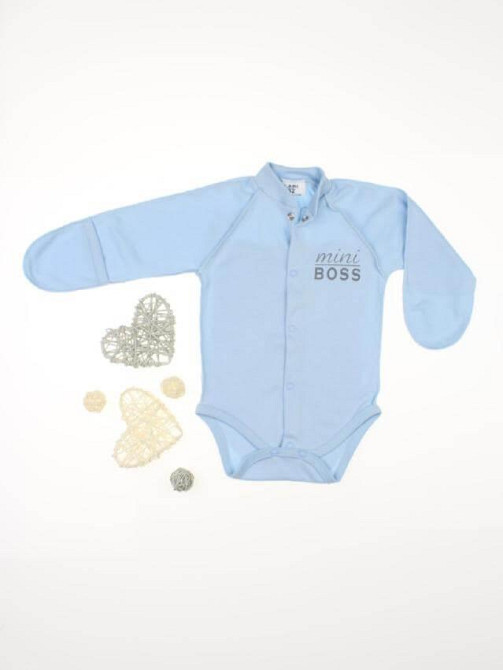 Боді для новонароджених малюків із зовнішніми швами бавовна Mini Boss зріст 56 см Lari Блакитний Кривий Ріг - фото 1