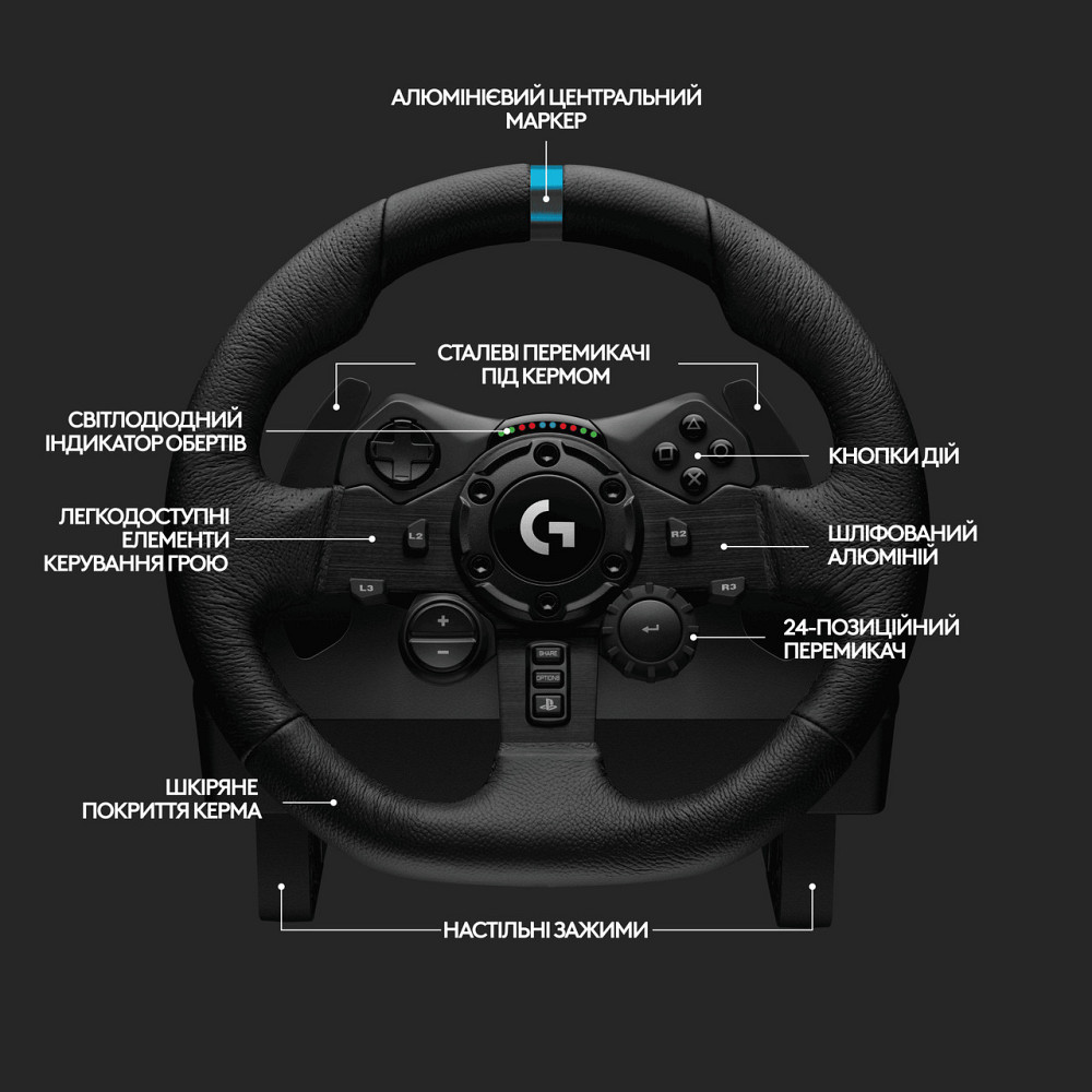 Кермо Logitech G923 for PS4 and PC Black (941-000149) ( Чорний ) Харків - фото 10