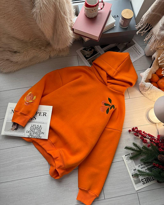 Женская стильная теплая худи с вышивкой турецкая трехнить на флисе пенье Одесса - изображение 2