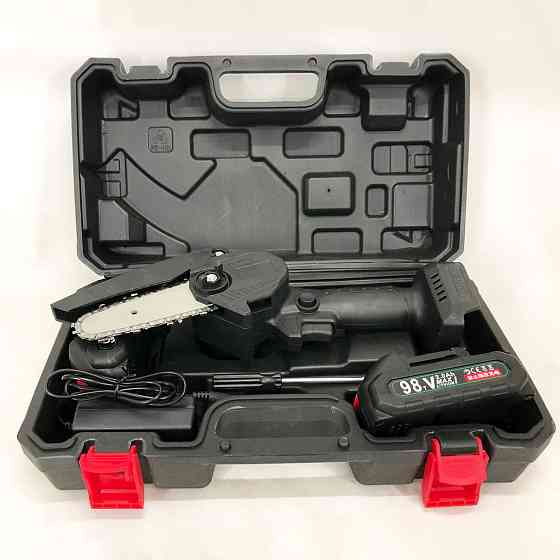 Электропила на аккумуляторе для сада цепная 10 см, Аккумуляторная цепная пила с подачей смазки CV-74 Львов