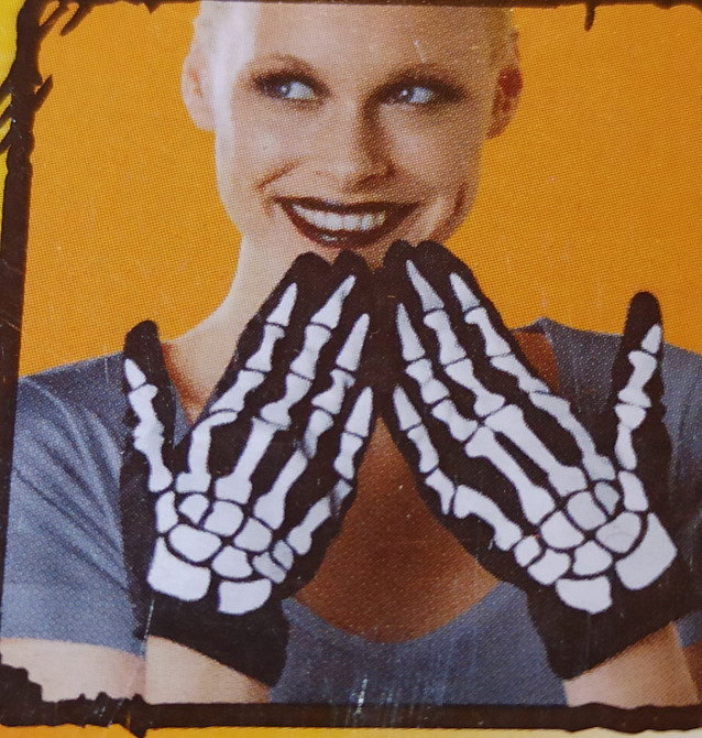 Короткі рукавички Кістки для чоловіків та жінок Хелловін 23 см чорний Київ - фото 6