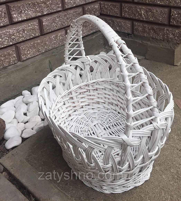 Белая корзина из лозы | корзина пасхальная от производителя | корзина на пасху из лозы Киев - изображение 2