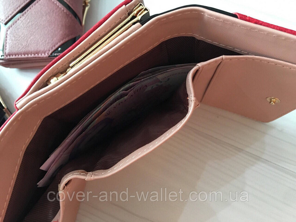 Компактный женский кошелек черного цвета с монетницей PC 623 Киев - изображение 8