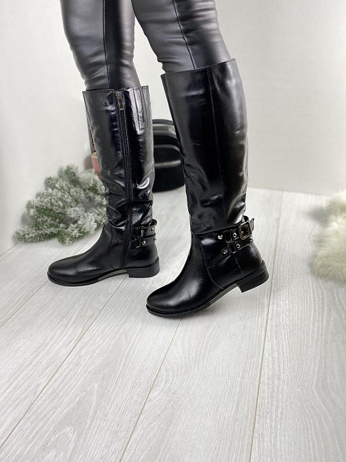 Injers Чоботи жіночі INJERS чорні натуральна шкіра зима висота 38см обхват 37-39см (764) Коломия - фото 7