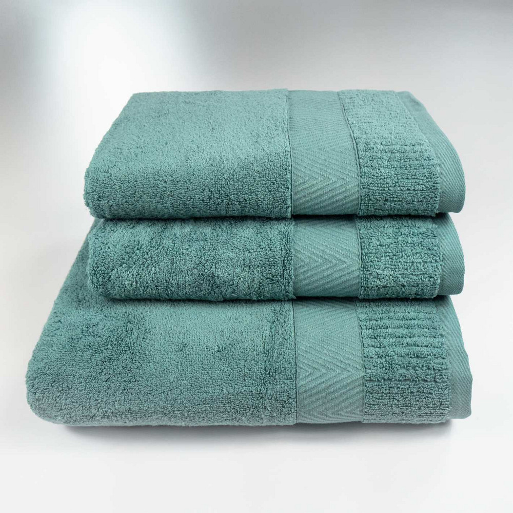Набір махрових рушників Зеро Твіст Бордюр 3шт 50x90см, 50x90см, 70x140см 550г/м2 (М'ятний) Суми - фото 1