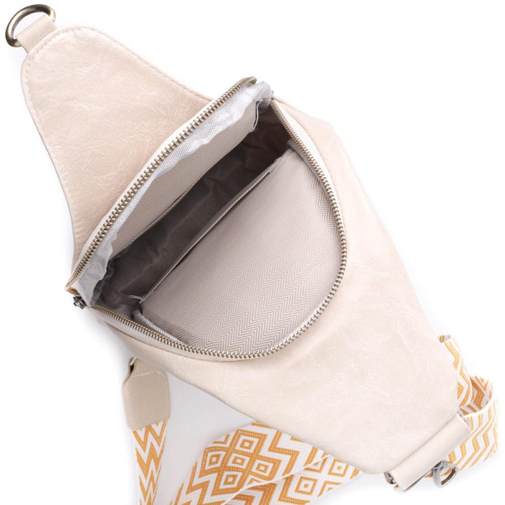 Стильная женская сумка из экокожи с акцентом на текстильную лямку Vintage 22774 Белый Киев - изображение 8