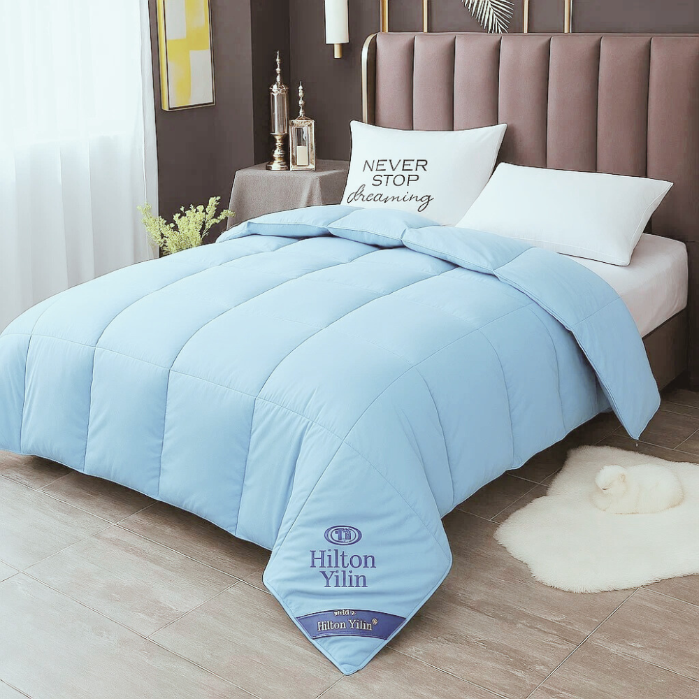 Одеяло двуспальное голубое Hilton 200×230 см.Гостиничное для дома и гостиниц 3 кг,силиконовый наполнитель Каменец-Подольский - изображение 1