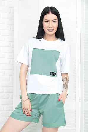 Двокольоровий костюм з шортами "Numb" оптом | Норма | Розпродаж моделі Фісташковий, 46-48 Київ