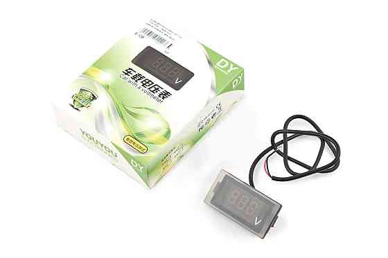 Цифровой вольтметр DC 12V (врезной, прямоугольный, красный) Мукачево