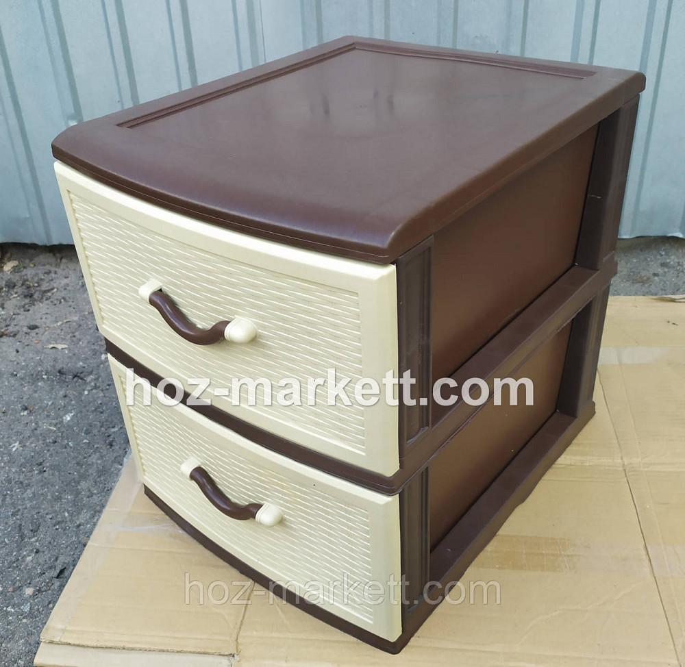 Пластиковый комод пластиковая тумбочка Стиль беж с коричневым 2 ящика Харьков - изображение 8