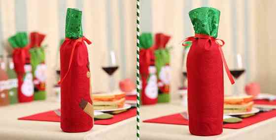 Чехол на бутылку новогодний Олень с пайетками 30 на 12 см разноцветный Киев