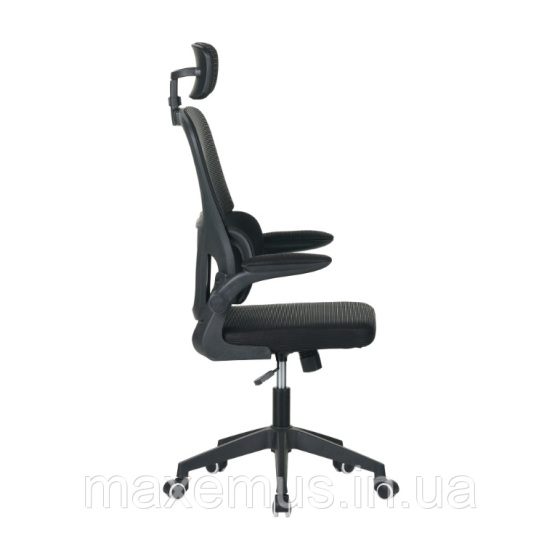 Офисное компьютерное кресло с подголовником и сеткой Bonro B-122 Черное (механизм Tilt до 120 кг) Мостиска