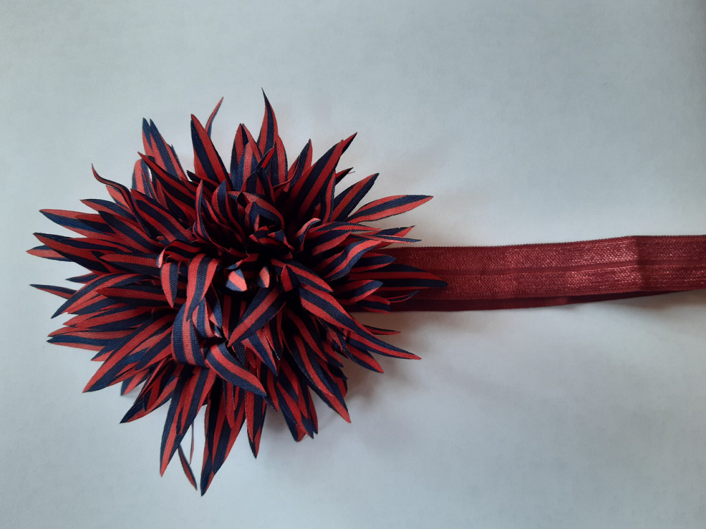 Повязка детская с цветком бордовая - размер цветка около 9см, окружность 34-46см Киев - изображение 1