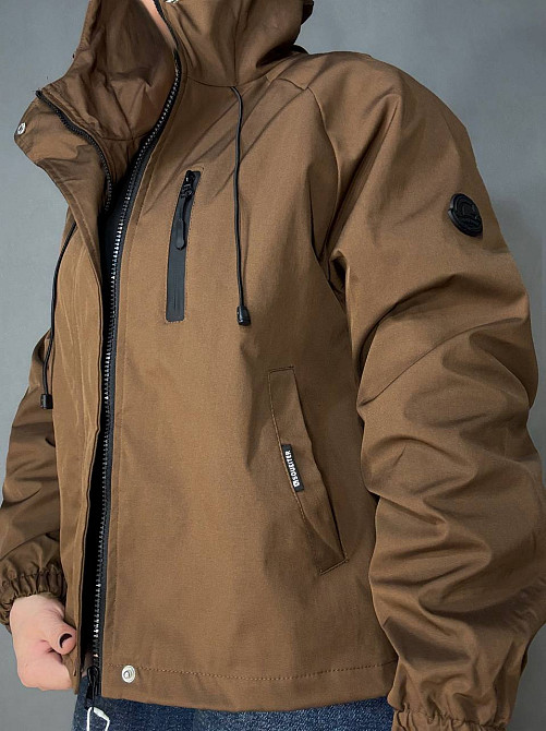 Куртка женская YZY 30128 ветровка оверсайз с капюшоном на подкладке one size, коричневый, one size Киев - изображение 10