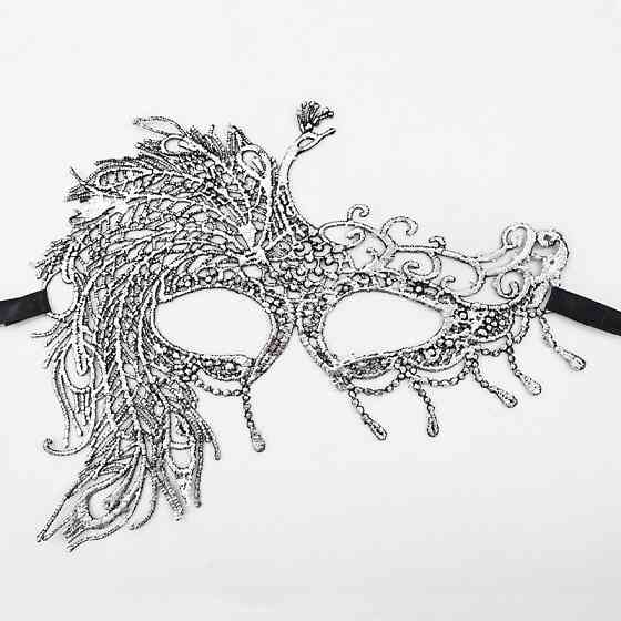 Маскарадна маска Павич 20 на 14 см сріблястий Київ