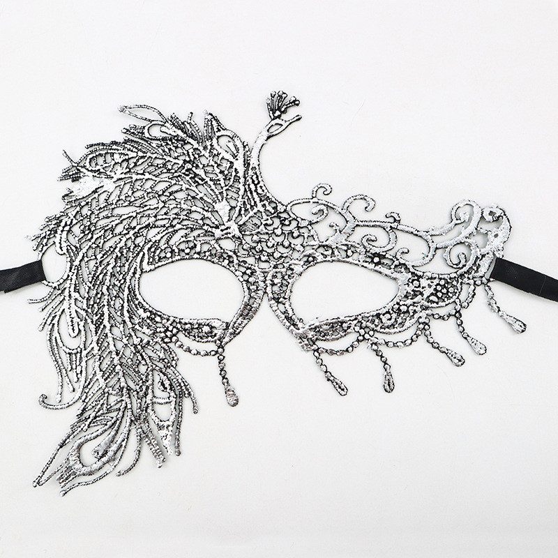 Маскарадная маска Павлин 20 на 14 см серебристый Киев - изображение 1