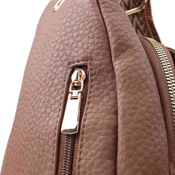 Практичная женская сумка с одной лямкой через плечо из крупнозернистой экокожи Vintage 22764 Коричневый Киев