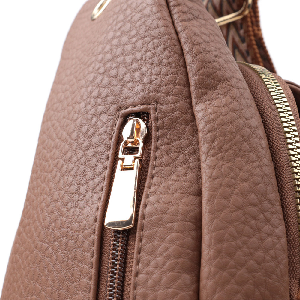 Практичная женская сумка с одной лямкой через плечо из крупнозернистой экокожи Vintage 22764 Коричневый Киев - изображение 5