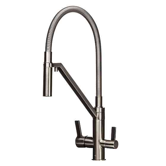 Змішувач  для кухні під осмос TOPAZ SARDINIA TS 8812-H24-PVD-S гнучкий вилив-душ, нікель.D35,TAQ-M10 Тернопіль