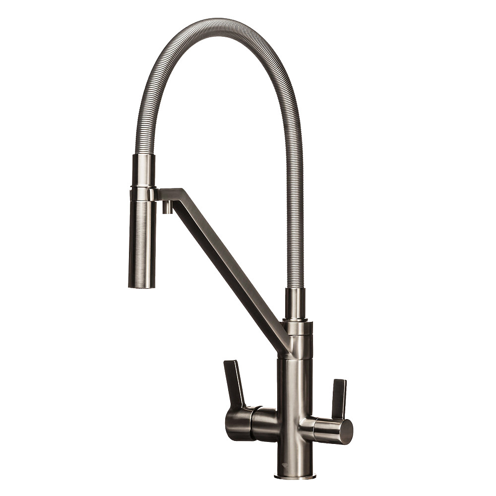 Змішувач  для кухні під осмос TOPAZ SARDINIA TS 8812-H24-PVD-S гнучкий вилив-душ, нікель.D35,TAQ-M10 Тернополь - изображение 5