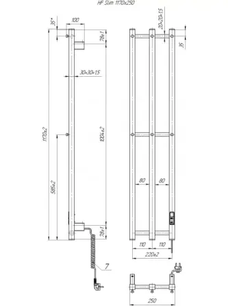 Електрична рушникосушка Hygge Family Slim 1170х250 TR К білий мат Київ