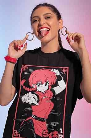 Футболка для мальчика аниме Ранма Нибун Но Ікхи оверсайз (рост от 165 до 180 ) Черний AnimeJ1183m Днепр