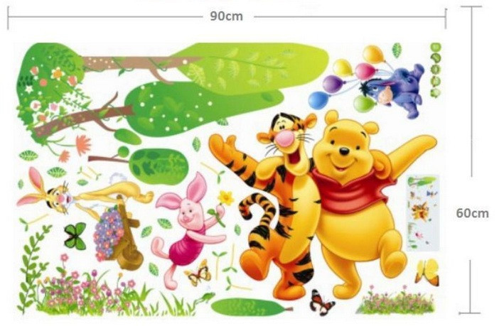 Наклейка вінілова Мультяшні тварини «Winnie the Pooh», для дитячої кімнати вінілові шпалери 60х90 см Кам'янець-Подільський - фото 3