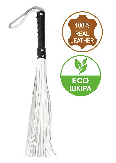 Флоггер из комбинированной кожи Flirty COMBO Leather - Black & White, BM-00012 Sex Aura Киев - изображение 1
