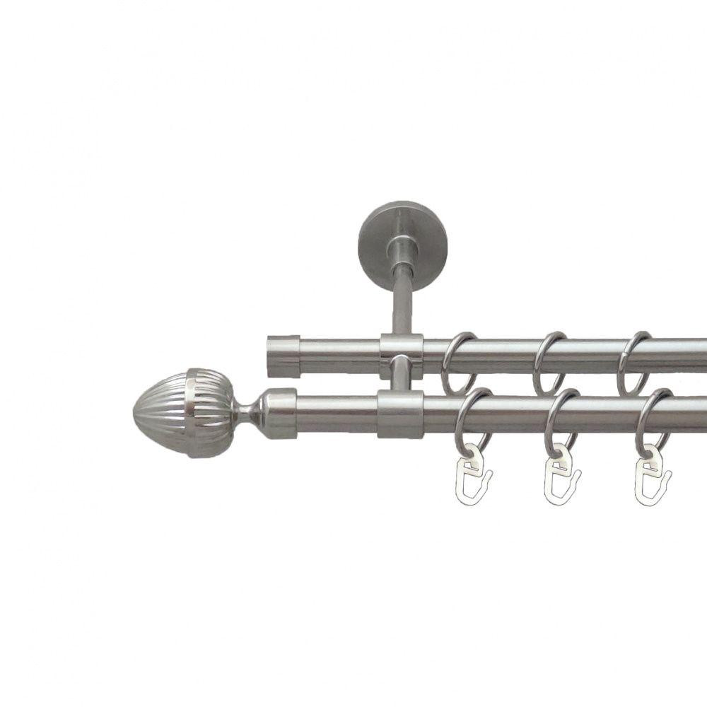 Карниз Orvit Одеон металевий дворядний закритий гладка труба кільце металеве Нержавіюча Сталь 16\16 мм 240 см (5503225) Львів - фото 1