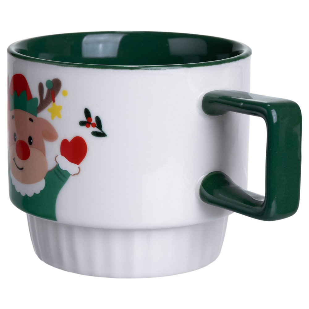 Новорічна порцелянова Новорічний олень 400 (мл) Біла з зеленим Yiwu FM-CS-50O Коломия - фото 2