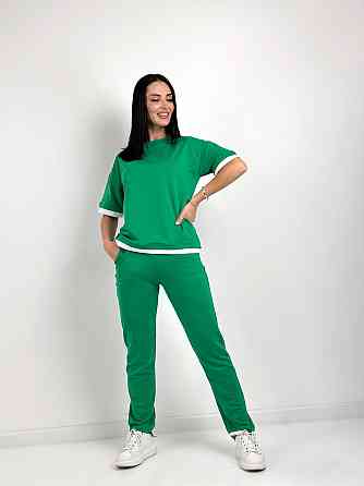 Літній трикотажний костюм-двійка "Summer" оптом | Норма і батал | Розпродаж моделі Зелений, 46-48 Київ