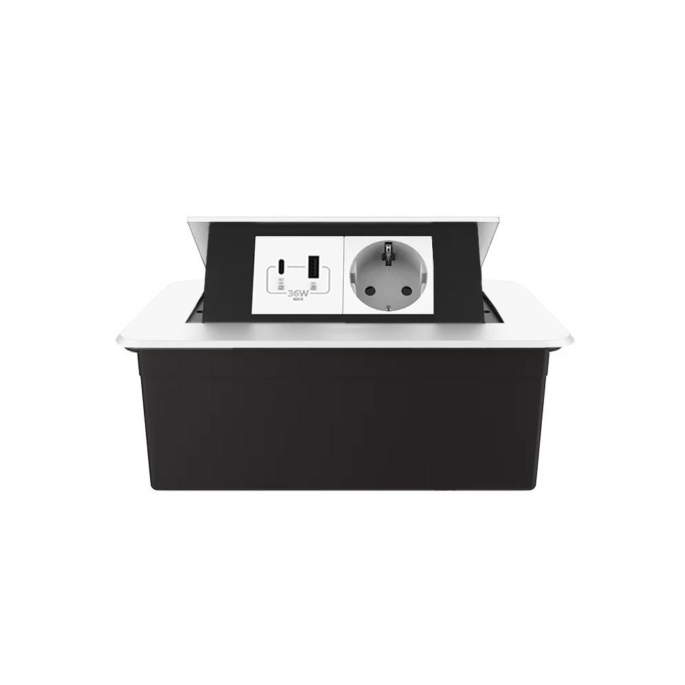 LIVOLO Меблева розетка LIVOLO біла, вбудована у стільницю, з USB-A і USB Type-C 36 Вт, висувна, Коломия - фото 4