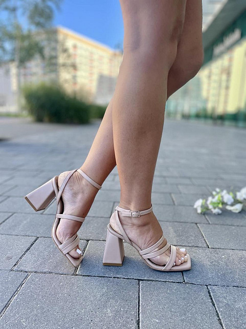 SANTINI Босоніжки жіночі бежеві шкіряні SANTINI 807381-14 літні на підборах / Зручне літнє взут Коломыя - изображение 9