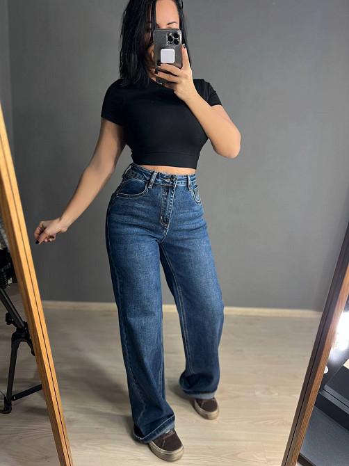 Джинсы женские Dragon 8092 palazzo jeans палаццо ровные от бедра стрейчевые синие, синий, 29, 29, 80 Одесса - изображение 7