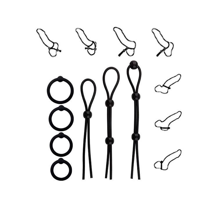 Набір ерекційних кілець і ласо (7 одиниць) - Чорний Вінниця - фото 8